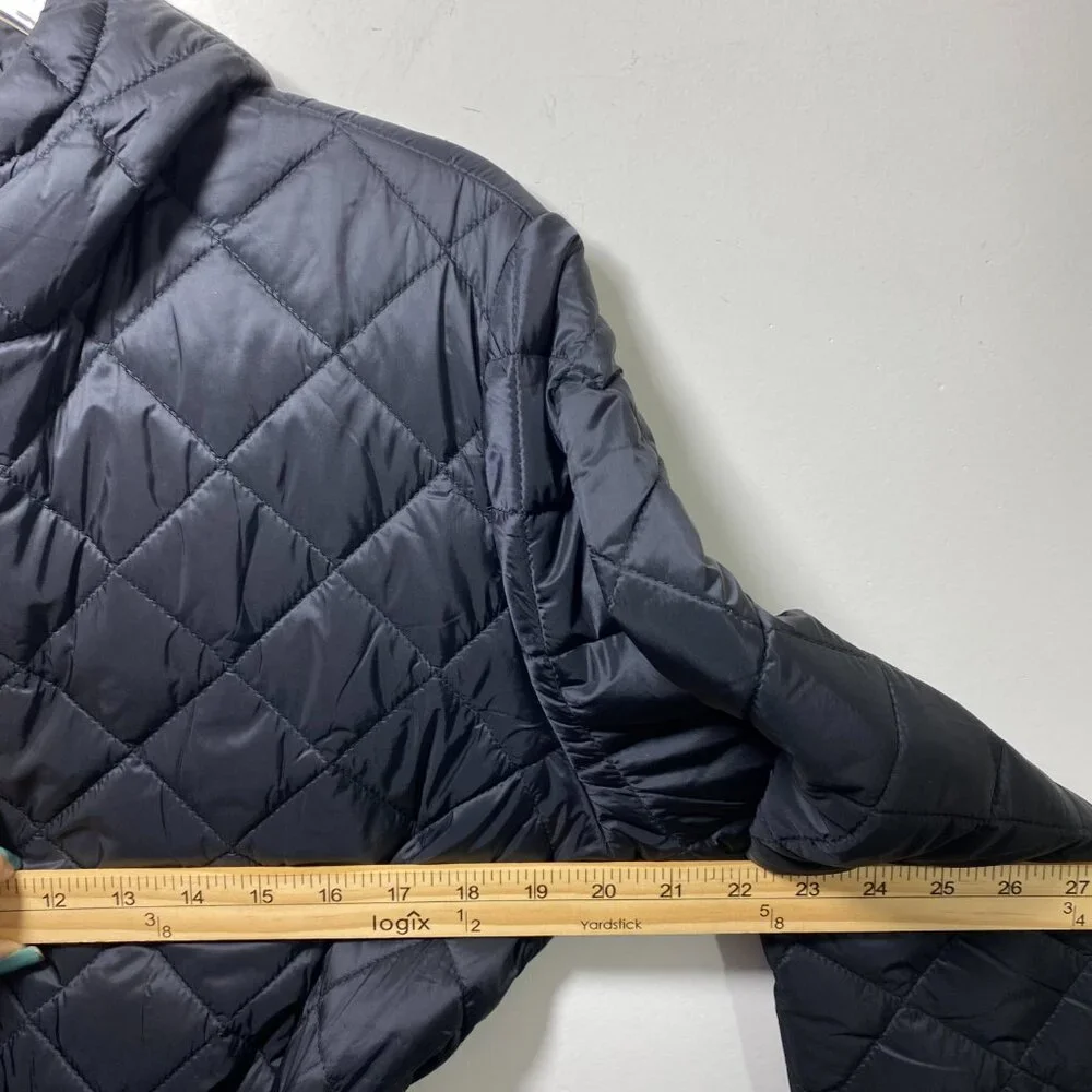 Puffer Quilted Buckle Long Coat Belted Preppy Lightweight Fifted Womens M Black‎